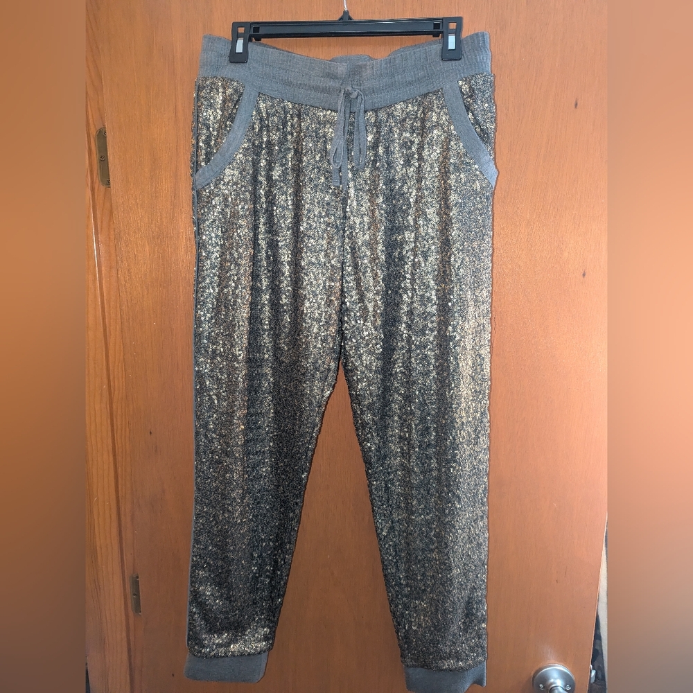 Sparkle Jogger Pants - Gray Sequin